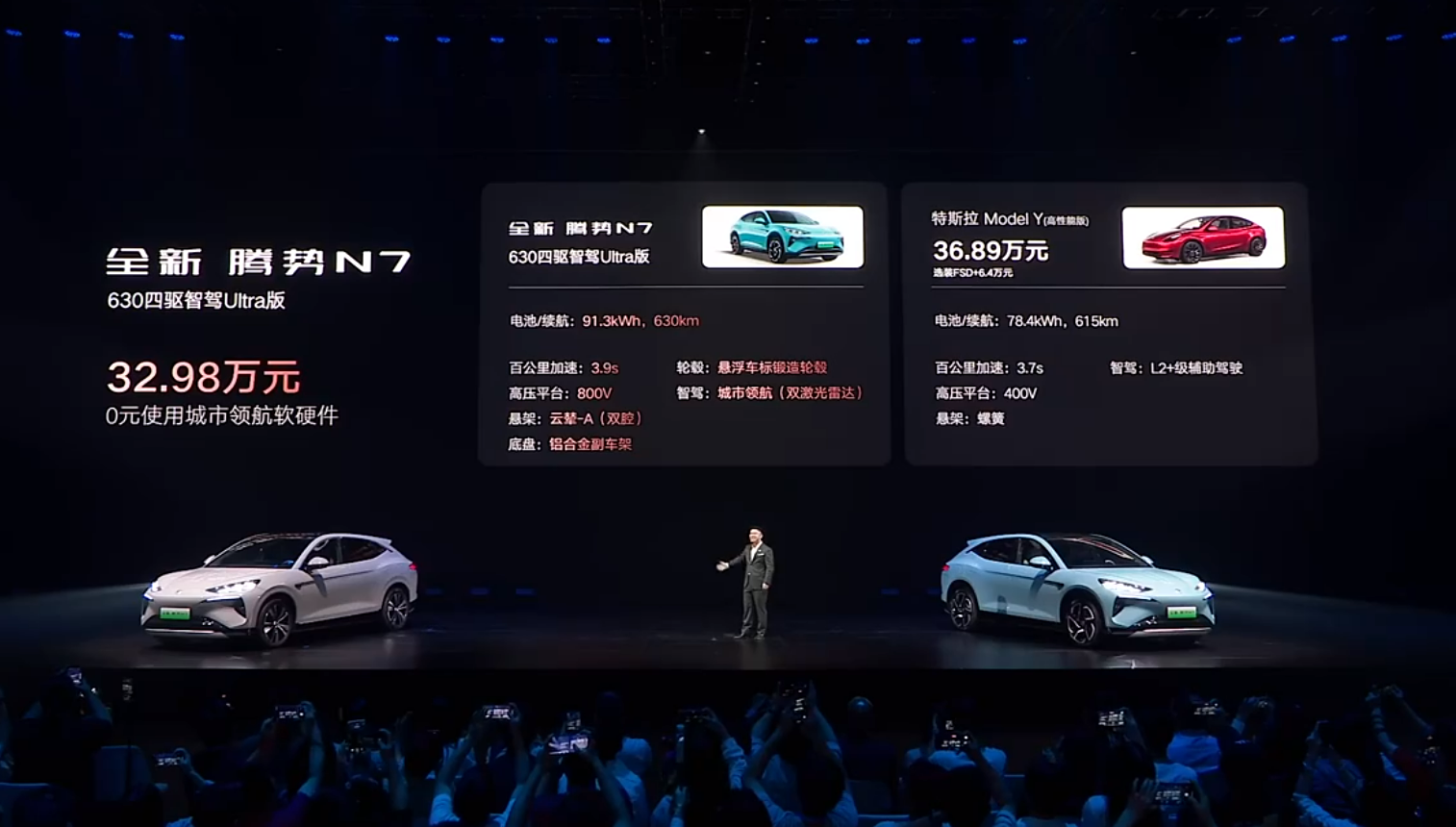 全新腾势N7登场，“枪口”对准特斯拉 Model Y