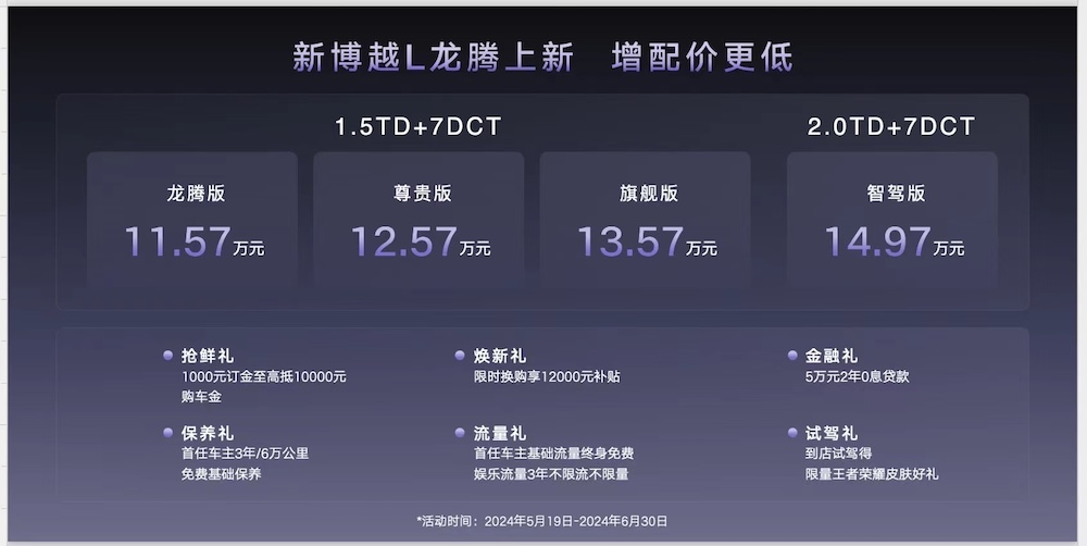 售價11.57~14.97萬 吉利新博越L正式上市