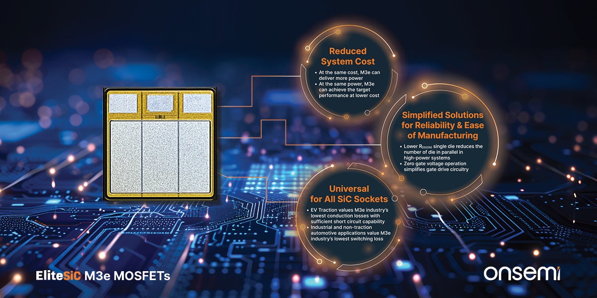 安森美推出碳化硅技术平台EliteSiC M3e MOSFET 加速碳化硅创新并助力电气化转型