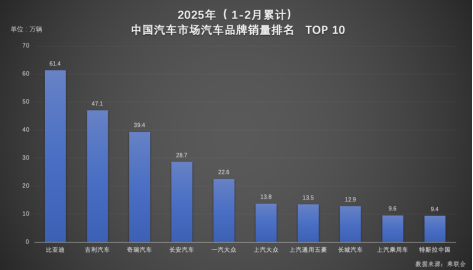 2025年1-2月车企、品牌销量双冠军花落谁家？