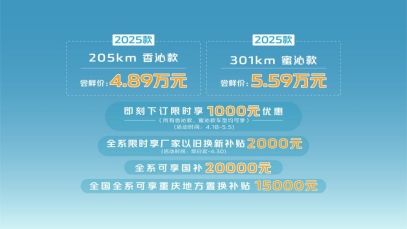 售价4.89万/5.59万 长安Lumin 新款车型上市