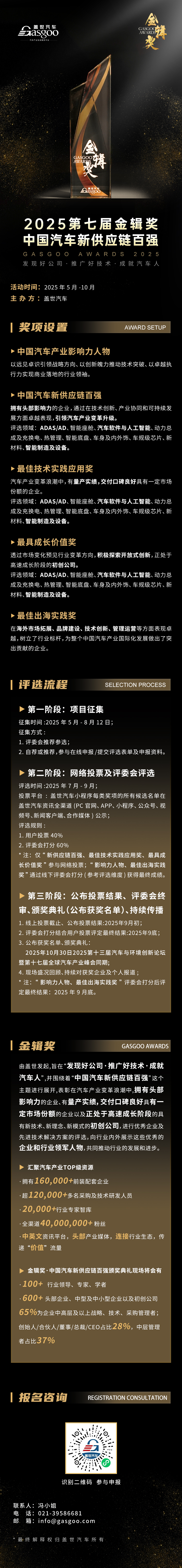 链聚变 · 破局者领航 | 2025第七届金辑奖 中国汽车新供应链百强申报启动