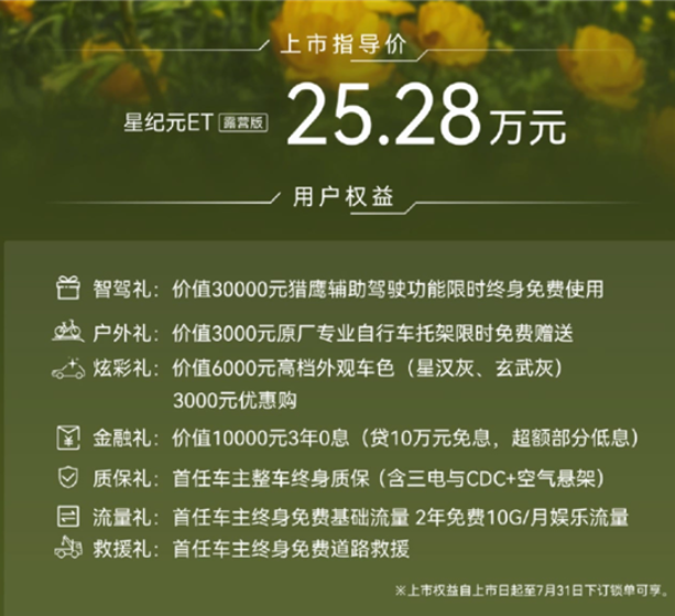 星途星纪元ET露营版上市 售价25.28万元