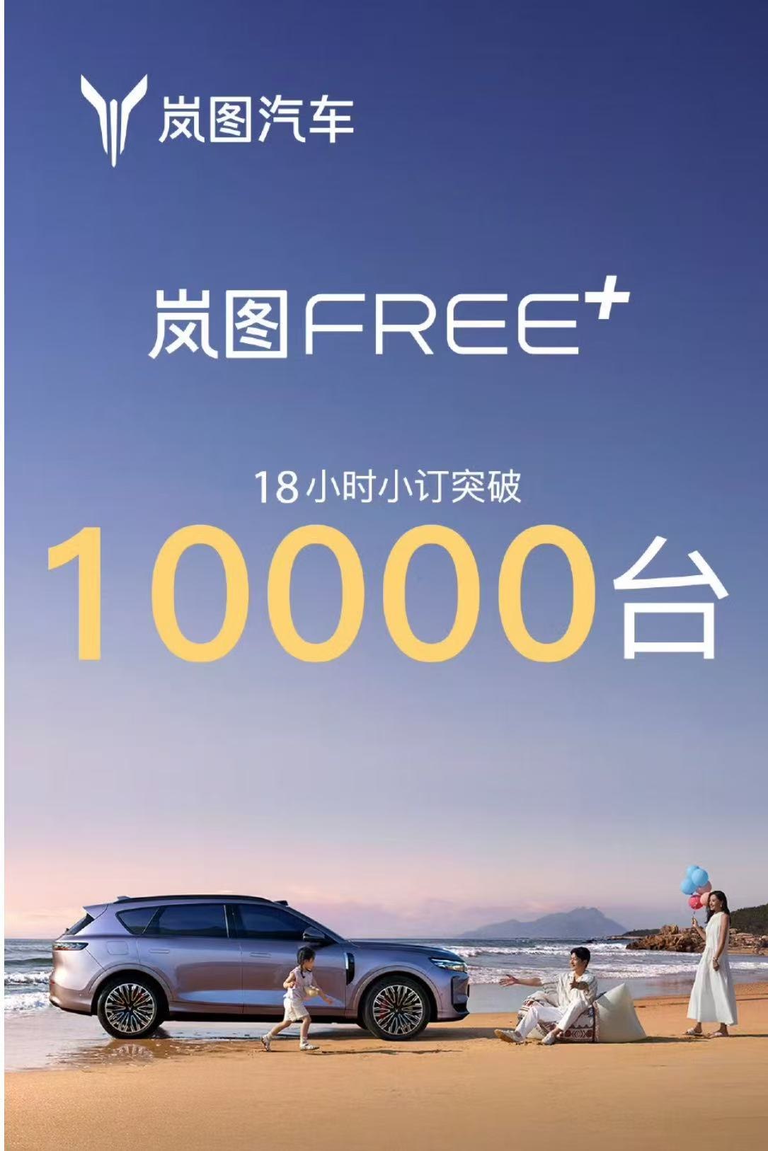 岚图FREE+预售18小时小订突破10000台