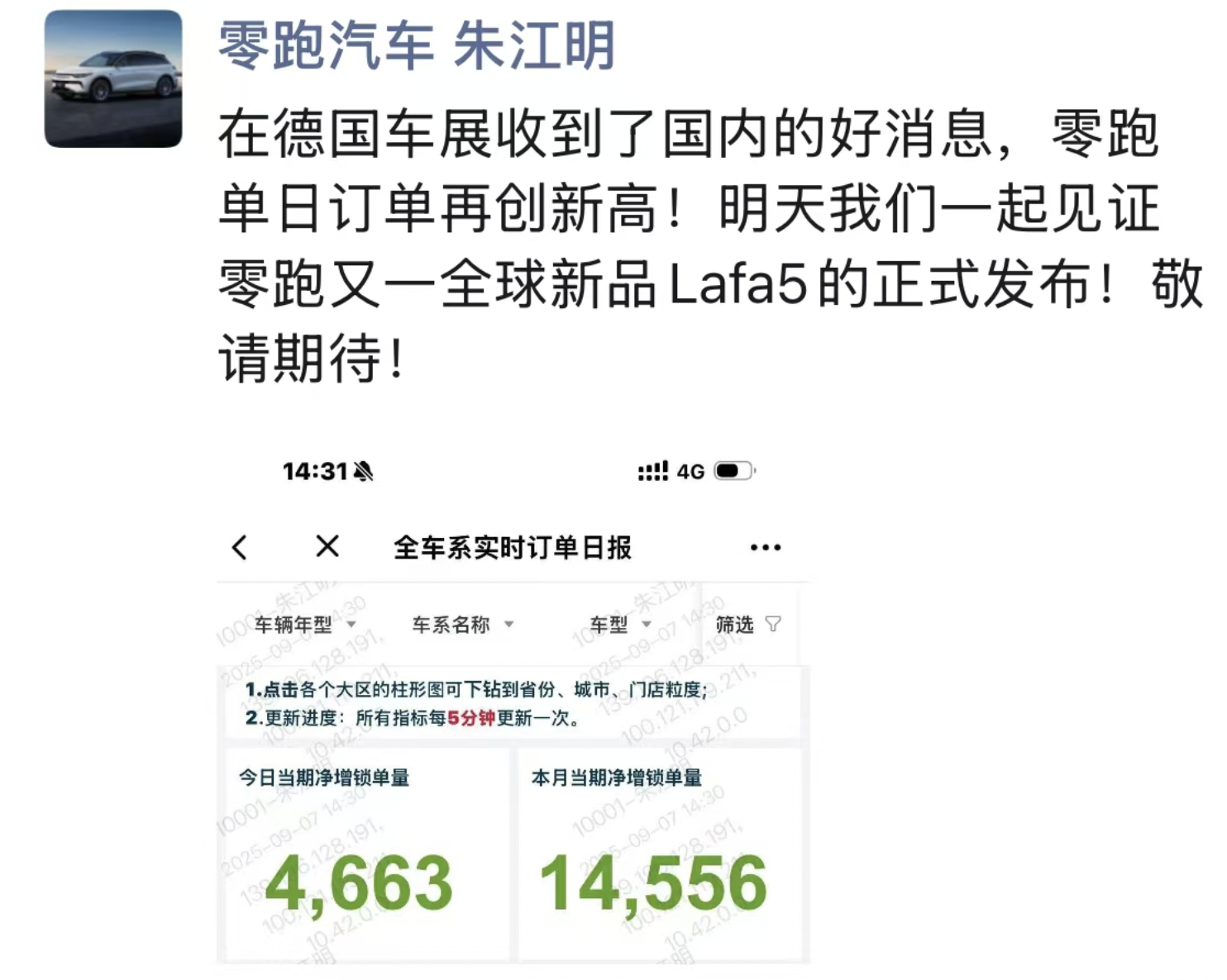零跑汽车日销量再创新高，单月直冲六万大关