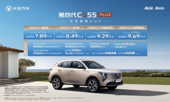 第四代长安CS55PLUS上市 售价7.89万元起