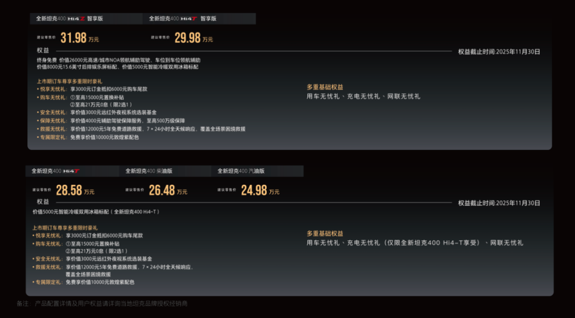 开启潮酷越野新时代 全新坦克400 上市24.98万元起