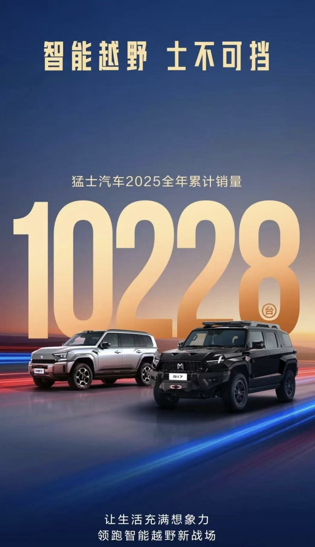 猛士汽车2025年累计销量10228台