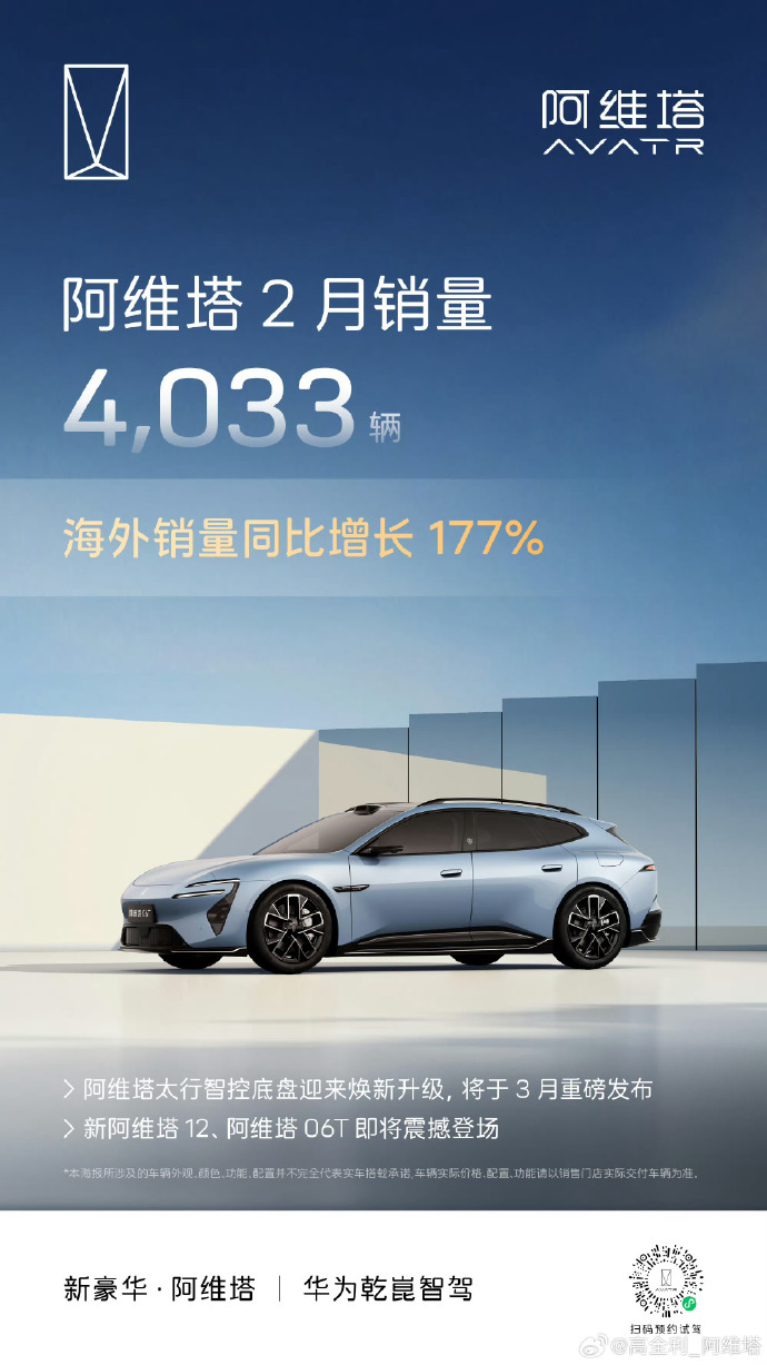 阿维塔2月销量4033辆，新阿维塔12、06T即将登场